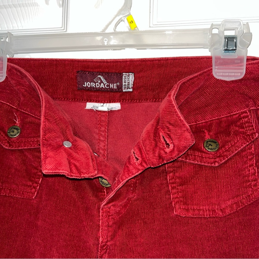 Jordache Ladies Red Bell Bottoms Corduroy Pants Size 1